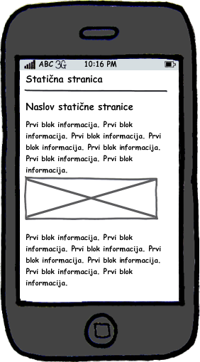 GeoCatalog, andorid aplikacija, statični tekst